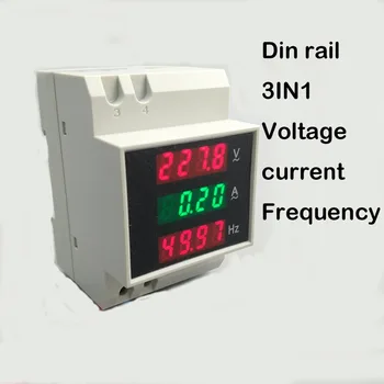 3В1 Din-рейк led дисплей измерване на честотата на напрежение на ток 80-300 В 200-450 В 0-100А волтметър амперметър три в едно 0