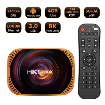 ТЕЛЕВИЗИОННА КОНЗОЛА с Android 11,0 HK1RBOX X4 Amlogic S905X4 8K 4G 32/64 GB 3D, Wifi 2,4 G 5G HK1 RBOX X4 media player Smart TV конзола 2022 1