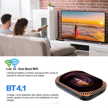 ТЕЛЕВИЗИОННА КОНЗОЛА с Android 11,0 HK1RBOX X4 Amlogic S905X4 8K 4G 32/64 GB 3D, Wifi 2,4 G 5G HK1 RBOX X4 media player Smart TV конзола 2022 3