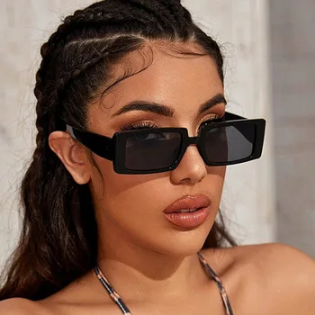 Новата модна тенденция в квадратни слънчеви очила Женски Прозрачен цвят на Личността Слънчеви очила Улични модула Подиумные слънчеви очила