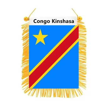 Конго Киншаса Флаг Двустранен Окачен Висок Клас Мини-Печатни Херметично Флаг Начало Декор
