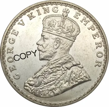 Изток-Британска Индия Джордж V, Крал, Император 1921 Една 1 Рупия Латунная сребърно покритие Копирни Монети Възпоменателни МОНЕТИ