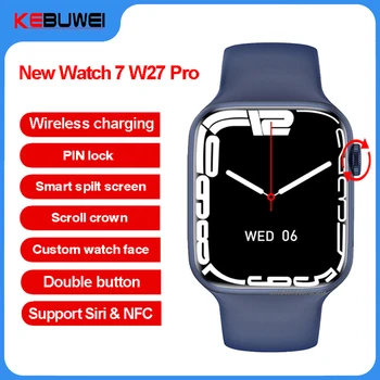 2021 Новите Смарт часовници IWO W27 Pro Series 7 Безжичен Зареждане 14 Подкрепа за Разговори Bluetooth Siri NFC Разделяне на екрана, ПИН-замък Умен Часовник