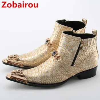 Zobairou/ златисто-черни армейските обувки за продажба, на модела военни обувки, работни обувки със стоманени пръсти, мъжки обувки Челси с цип отстрани, botas militares
