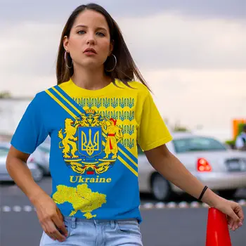 2022 Готина Мода Украинската Тениска За Жени, Тениски с 3D Принтом Хартата на Украйна, Летни Ризи с Къс Ръкав За Момичета 0