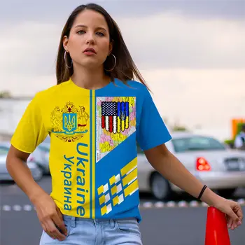 2022 Готина Мода Украинската Тениска За Жени, Тениски с 3D Принтом Хартата на Украйна, Летни Ризи с Къс Ръкав За Момичета 1