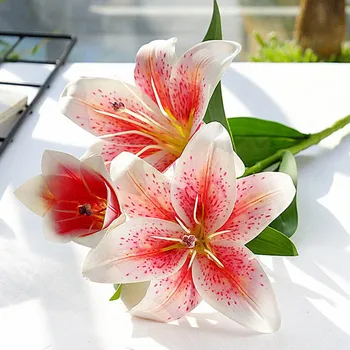 3D печат, Клон Лилия истински Изкуствени Цветя за дома Сватбена Декорация от бели фалшиви Цветя градински декор флорес