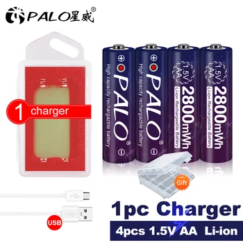 PALO 1,5 литиева батерия AA литиево-йонна акумулаторна батерия с USB зарядно устройство За фенерче играчки MP3 плейър aa литиеви батерии
