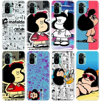 Сладък Cartoony Силиконов Калъф за телефон Mafalda за Xiaomi Redmi Note 10 9 Pro Max 10S 9S 8T 8 8A 9 9А 9В NFC 9T 7 Мек калъф