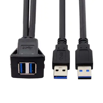 CY Xiwai USB 3.0 с Двете Пристанища Удължител с Капаче Авто AUX Кабел за Табло 1 м Водоустойчив