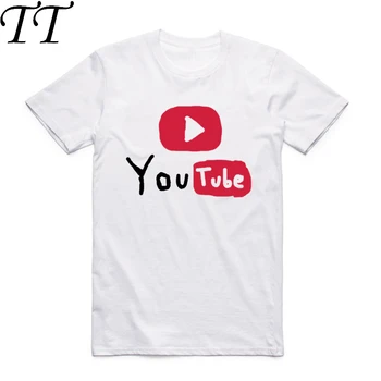 2019 S-XXXL на Мъжки 2019 Мъжки Двойка с принтом, червен забавна тениска YouTube YouSuck, Бяла тениска с къс ръкав и кръгло деколте, Модерна Тениска