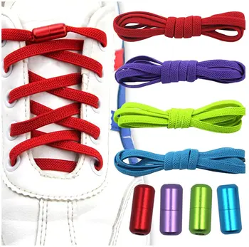 4 Двойки от Еластични връзки за обувки без завязок с 4 цветове Връзки, без завязок Един размер Подходящ за всички възрастни и деца