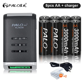 PALO 1,2 В NI-MH AA батерия от 3000 mah AA батерии + LCD ДИСПЛЕЙ Смарт АА зарядно устройство за 1,2 На Акумулаторна Батерия AA