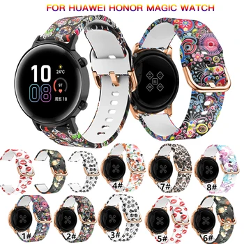20 mm 22 mm Печат на Силикон Каишка За Часовник Huawei Honor Magic Watch 2 42 мм и 46 мм GT2 Каишка За Часовник Гривна За Xiaomi Часовници Цвят
