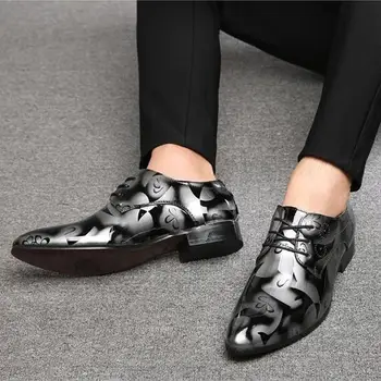 Мъжки Обувки-Oxfords от лачена кожа, Модел Обувки, Мъжки Официални Обувки, Бизнес и Сватбени Обувки с остри пръсти, големи Размери, Модела Обувки