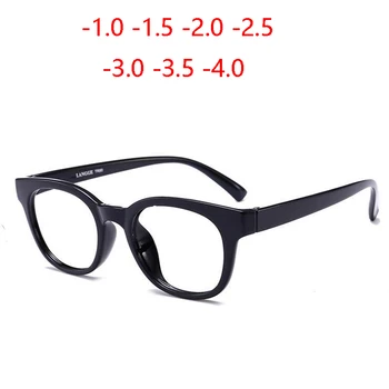 -1,0 -1,5 -2,0 -2,5 -3,0 -3,5 -4,0 Кръгли Готови Очила за Късогледство Женски Мъжки Ретро TR90 Очила за Късогледство в Шарени Рамки