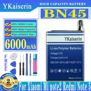 BN45 6000 mah Батерия За Xiaomi Redmi Note 5 Hongmi Note5 BN 45 Замяна на Батерията Batterij С безплатни Инструменти + Песен НЯМА