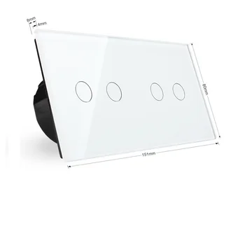 Livolo, Лесен живот, сензорен екран, с дистанционно управление в 4 групи, Луксозна панел от закалено стъкло, домашен стенен прекъсвач светлина, VL-C702R / C702R-11 3