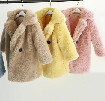 Нови зимни палта за момичета, Голяма детска Палто от изкуствена кашмир с най-големите частици, палта с Ревери, Детска зимно яке CT103