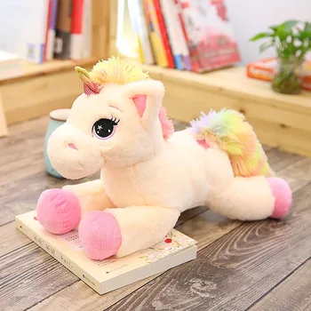 80 см Гигантски Rainbow Unicorn Плюшен Играчка Kawai Плюшен Мультяшная Възглавница С Животни, Кукла, Детски Коледен Подарък За Рожден Ден 3