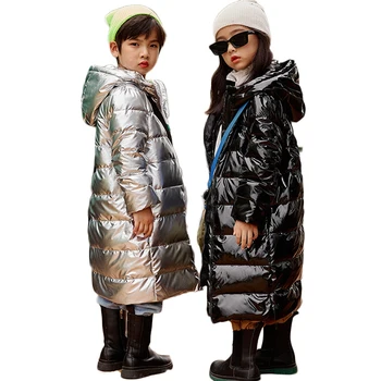 Нова зимна детска naka яке със Средна дължина, за момчета и момичета, Однотонное Ярко палто с качулка и качулка, водонепроницаемое топло палто