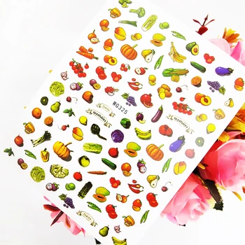 Плодове Зеленчуци 3D Стикери Плъзгачи за Нокти Самозалепващи Декорации за Нокти Фолио, Дизайн на Аксесоари за Маникюр