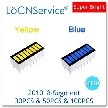 LoCNService 30ШТ 50ШТ 100ШТ Жълто Синьо 8-цифрен 2010 DIP16 Анод Хистограма LED бар светлина цифров дисплей