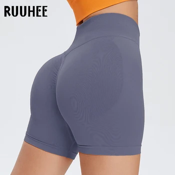 RUUHEE безпроблемно с висока талия спортни шорти йога, фитнес гамаши за жени хип-лифтинг на лицето повдигащ джогинг, фитнес тренировки гамаши, къси панталони