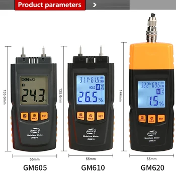 GM605 Цифров LCD Дисплей Измерване на Влажност на Дървесина Тестер Влажност на Дървесината Влажен Детектор Портативен Измерител на Влажността на Дървесината 4