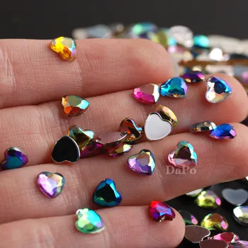 13 Цвята 6 мм ab Кристали във формата на Сърце за нокти Кристал Акрил Плоски Задни копър Дизайн нокти Декоративен кристал