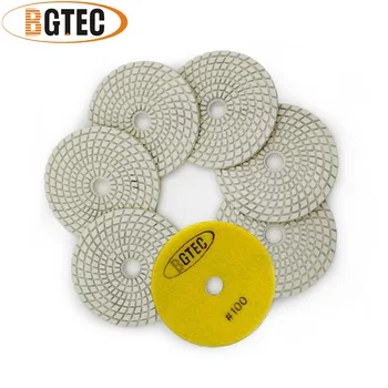 BGTEC 4 инча 7 бр. # 100 Професионални диамантени гъвкави полиращи накладки за гранит, мрамор, керамика 100 мм, диск за шлайфане