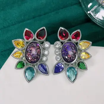 SENYU Нов Цветен Дизайн Обеци, Модни Капки Вода Кубичен Цирконий Камъни Бижута за Жени Красиви Цветни Обеци