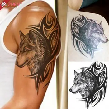Гореща Прехвърляне на вода фалшива татуировка на мъже, жени вълк татуировка флаш татуировка Водоустойчив Временна татуировка стикер 0