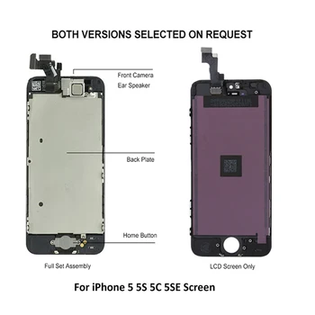 ААА LCD Дисплей за iPhone 5 5S 5C SE Пълен Комплект Сензорен Екран Дигитайзер, Монтаж Смяна Pantalla + Бутон Home Предна Камера 3