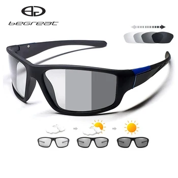 BEGREAT 2022 Поляризирани Слънчеви очила за шофиране, Фотохромичните Слънчеви очила, Матово Черни Спортни Очила, 100% Мъжки Поляризирани Слънчеви очила