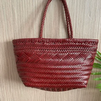 Дракон диффузионфренч тканая растителни кошница чанта кожена дамска чанта ръчна изработка гореща разпродажба
