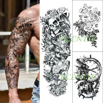 Водоустойчив Временни Татуировки Етикети очите часовници птица Пагода русалка Скорпион фалшиви татуировки назад флаш татуировка ръкав за мъже, жени 2