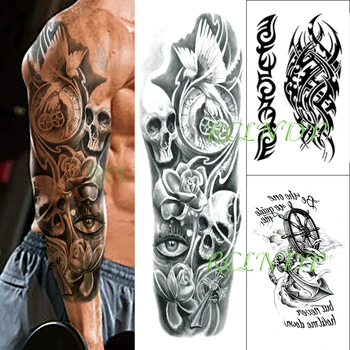 Водоустойчив Временни Татуировки Етикети очите часовници птица Пагода русалка Скорпион фалшиви татуировки назад флаш татуировка ръкав за мъже, жени 3