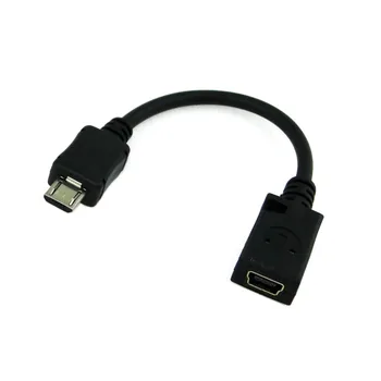 10 см Mini USB Жена към Micro USB Штекерному Гнездо за Кабел За Предаване на Данни на телефони, MP3 MP4 0,1 М Черен Цвят