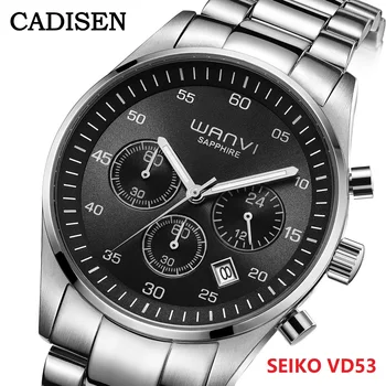 CADISEN Специална цена Класически Мъжки Спортни Кварцов Часовник Сапфир От Неръждаема Стомана VD53 OS11 Водоустойчив Часовник Relogios Masculinos