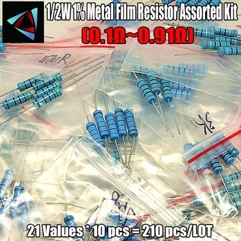 210 бр. 21 Значение на 1/2 W 1% 0,1-0,91 Ти Метален Филмът Резистор Асорти Комплект