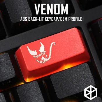 Новост, Просвечивающие капачки за ключове за ABS-гравиране, Просвечивающий супергерой venom, черен, червен, по поръчка, механична клавиатура backspace