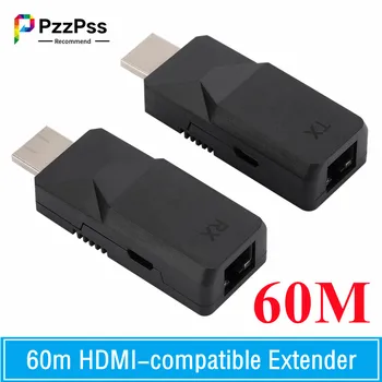 60 м HDMI-съвместим Удължител Повторител 1080P HDMI-съвместим с RJ-45 Удлинительный адаптер в един единствен кабел Cat 5e / 6 за PC, DVD и HDTV
