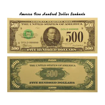 WR 500 ДОЛАРА Фалшиви Пари Американска Банкнота е от 24-каратово Златно Фолио с PVC Рамка Подпори Пари Уникални Подаръци Колекция от Художествени Занаяти 2
