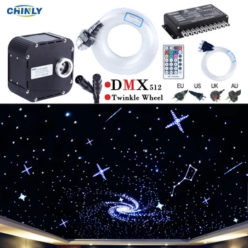 50 W DMX512 се Поддържа Трептене RGBW Оптични Тела Комплект Тавана Метеор Ефект на Звездното Небе 400-835 влакчета 4-5 м Оптичен Кабел