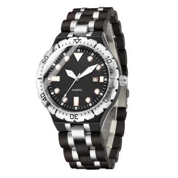 Alloy&Wood Men ' s Quartz Watch Movement Wristwtatch Wooden Strap Fashion Business Часовник Кварцов часовник за мъже 2021New