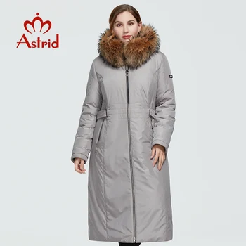 Astrid 2022 Ново Зимно дамско палто дамски дълга топла парк модерно яке с качулка от кожа на миеща мечка големи размери дамски дрехи 3570 0