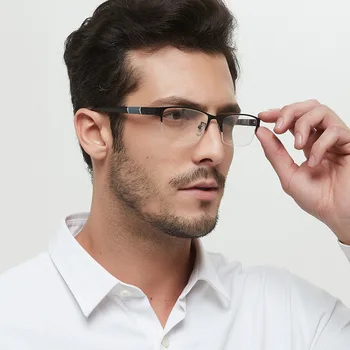 Модерен Бизнес Мъжки Метални Очила в Полурамке, Очила за Четене, Мъжки слънчеви Очила за Четене, слънчеви Очила за Старческо с Диоптриями