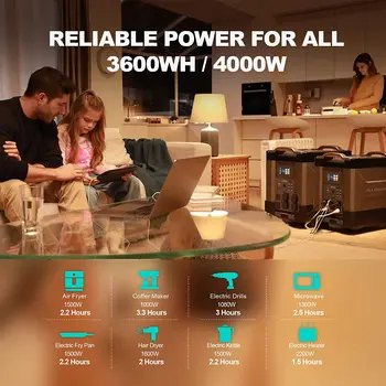 ALLPOWERS R4000 LiFePO4 Батериите, 3600Wh Електроцентрала 4000 W Преносим генератор, Разтегателен батерия за прекъсване на тока, пътуване, UPS 1