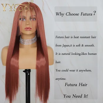 YYsoo Дълга Копринена Директни #350 Color13x6 Futura Синтетични Перуки на Дантели С Детски коса, за Жени, Японски Огнеупорни Перука на Косата 3